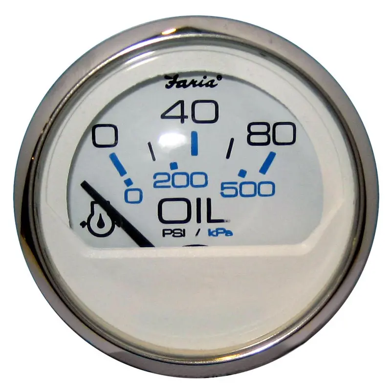 Faria Chesapeake White Ss 2" Oil Pressure Gauge (80 Psi) [13802] 1
