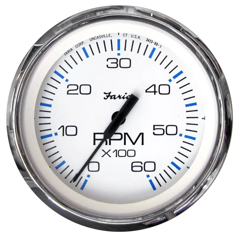 Faria Chesapeake White Ss 4" Tachometer - 6000 Rpm (Gas) (Inboard  I/O) [33807] 1