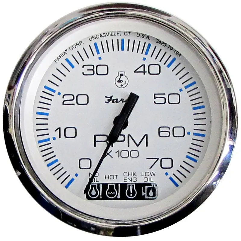 Faria Chesapeake White Ss 4" Tachometer W/Systemcheck Indicator - 7000 Rpm (Gas) (Johnson/Evinrude Outboard) [33850] 1