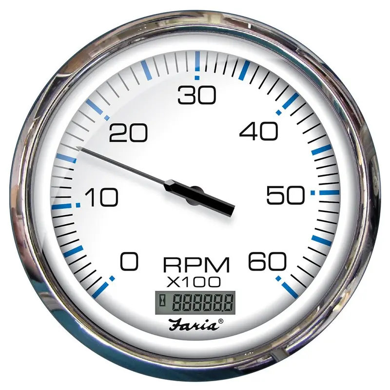 Faria Chesapeake White Ss 5" Tachometer W/Digital Hourmeter - 6000 Rpm (Gas) (Inboard) [33863] 1