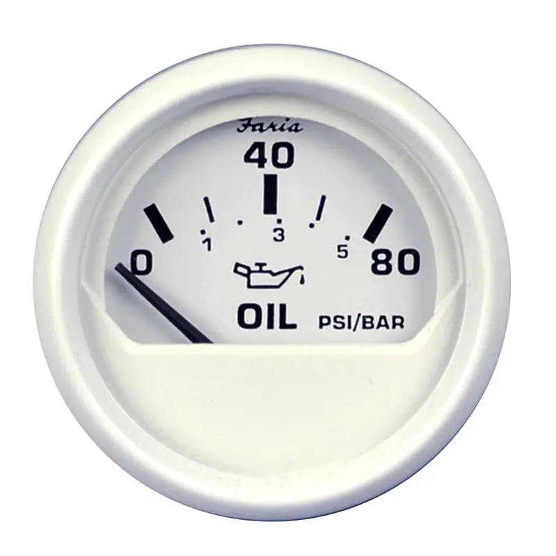 Faria Dress White 2" Oil Pressure Gauge (80 Psi) [13102] 1