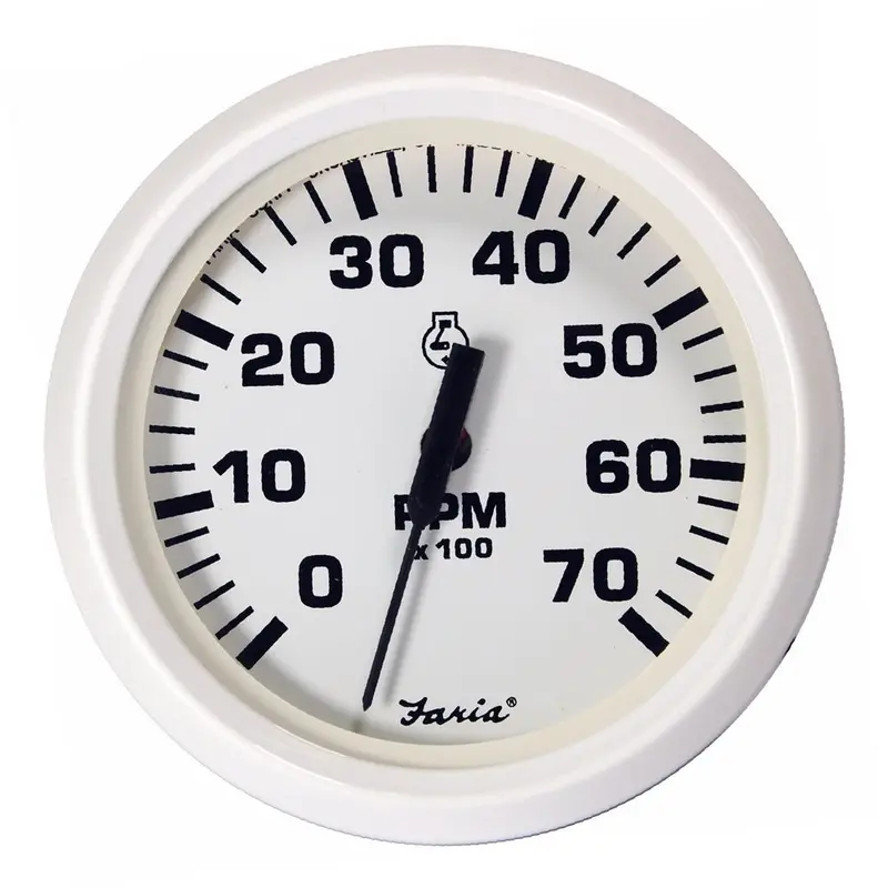 Faria Dress White 4" Tachometer - 7000 Rpm (Gas) (All Outboards) [33104] 1