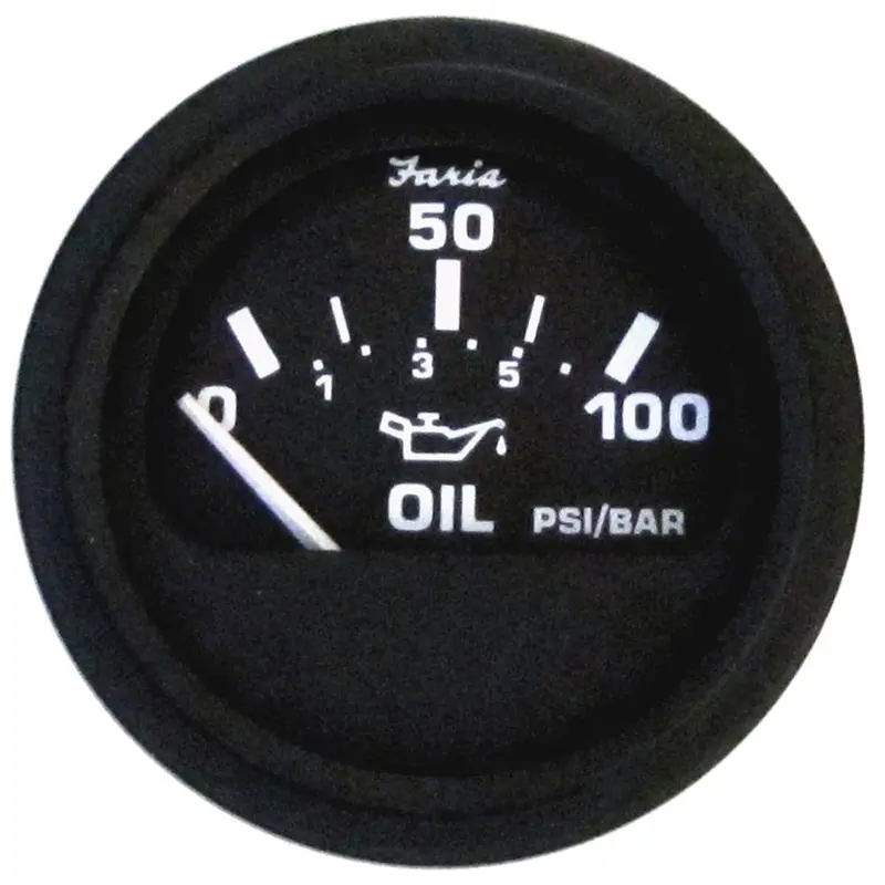 Faria Euro Black 2" Oil Pressure Gauge (100 Psi) [12845] 1
