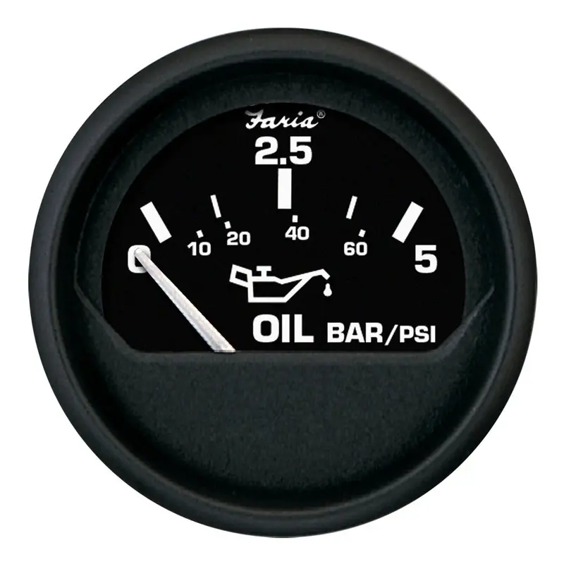 Faria Euro Black 2" Oil Pressure Gauge - Metric (5 Bar) [12805] 1