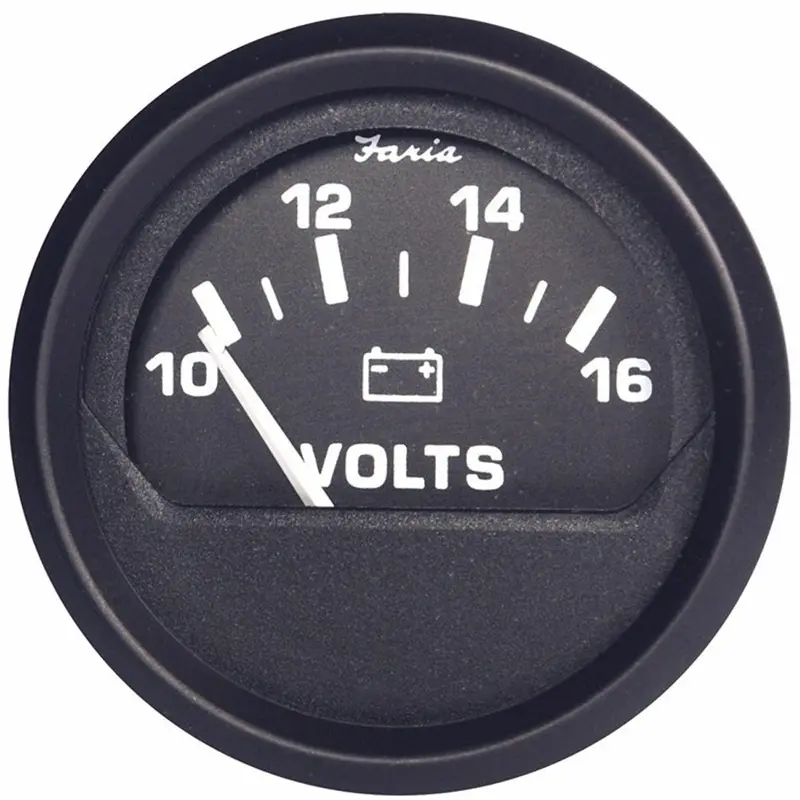 Faria Euro Black 2" Voltmeter (10-16 V) [12821] 1