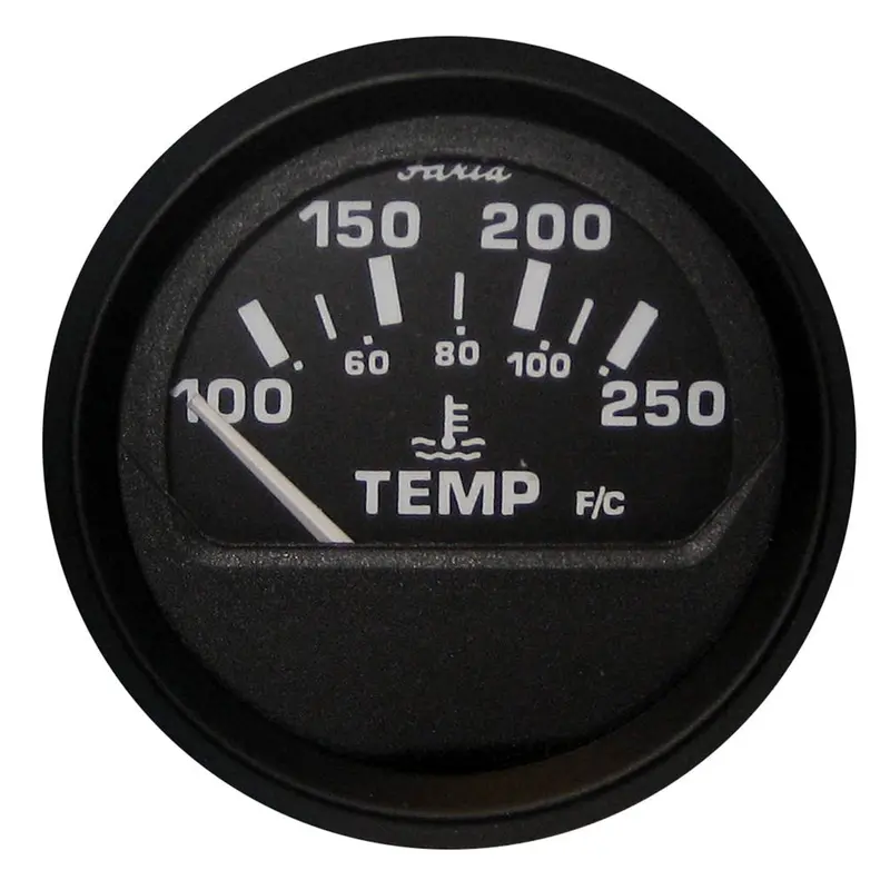 Faria Euro Black 2" Water Temperature Gauge (100-250 Degreef) [12812] 1