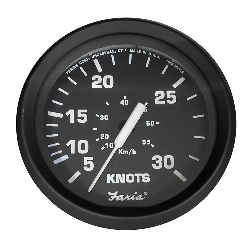 Faria Euro Black 4" Speedometer - 30 Knot (Pitot) [32809] 1