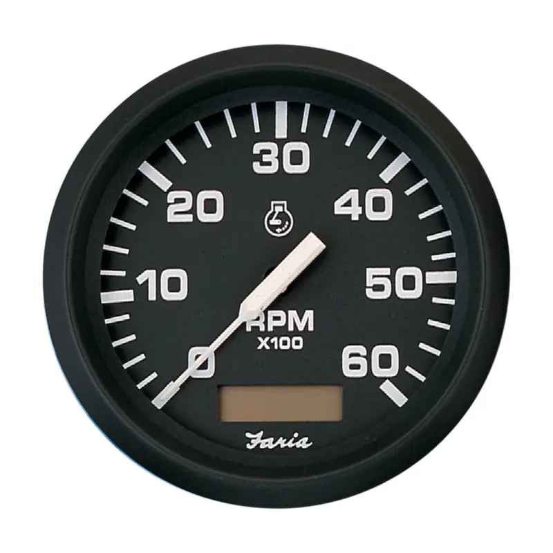 Faria Euro Black 4" Tachometer W/Hourmeter - 6,000 Rpm (Gas - Inboard) [32832] 1