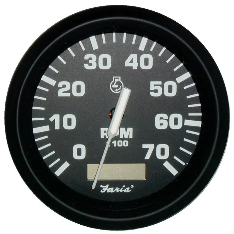 Faria Euro Black 4" Tachometer W/Hourmeter - 7,000 Rpm (Gas - Outboard) [32840] 1