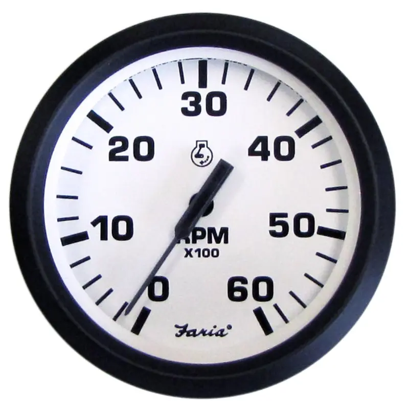 Faria Euro White 4" Tachometer - 6000 Rpm (Gas) (Inboard  I/O) [32904] 1