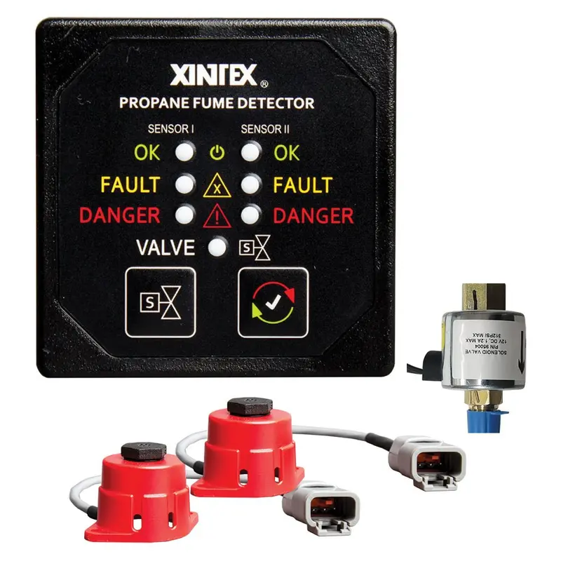 Fireboy-Xintex Propane Fume Detector, 2 Channel, 2 Sensors, Solenoid Valve  Control  20 Cable - 24V Dc  [P-2Bs-24-R] 1