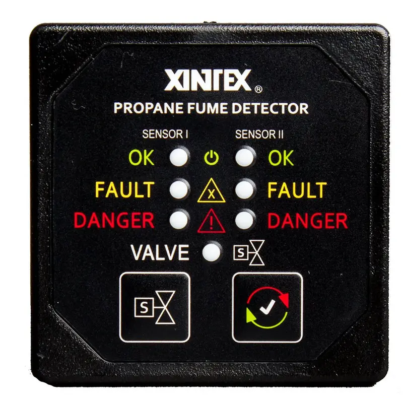 Fireboy-Xintex Propane Fume Detector W/2 Plastic Sensors - No Solenoid Valve - Square Black Bezel Display [P-2Bnv-R] 1