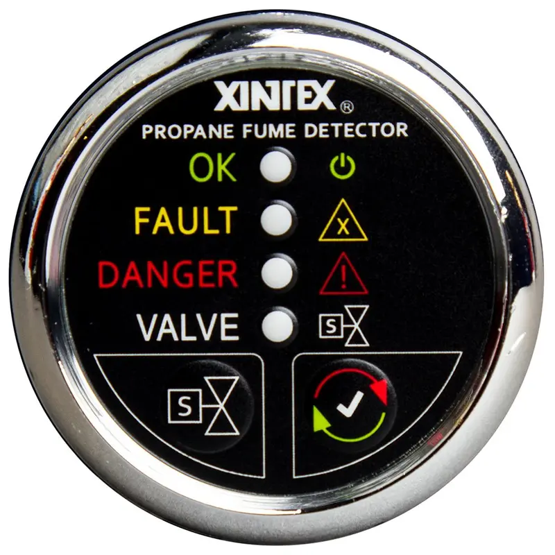 Fireboy-Xintex Propane Fume Detector W/Automatic Shut-Off  Plastic Sensor - No Solenoid Valve - Chrome Bezel Display [P-1Cnv-R] 1