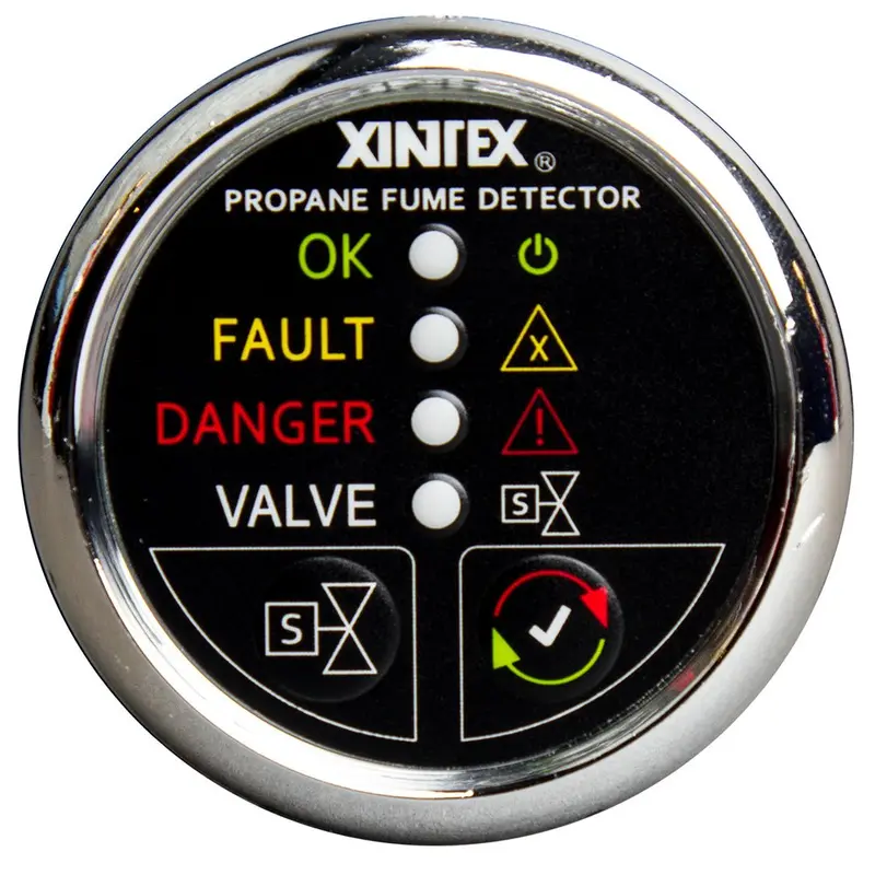 Fireboy-Xintex Propane Fume Detector W/Plastic Sensor  Solenoid Valve - Chrome Bezel Display [P-1Cs-R] 1