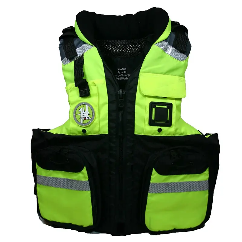 First Watch Av-800 Four Pocket Flotation Vest - Hi-Vis Yellow - Large To Xl [Av-800-Hv-L/Xl] 1