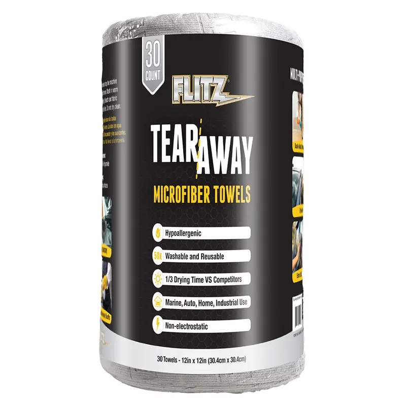 Flitz 12" X 12" Tear-Away Microfiber Towels - Grey *30-Pack [Mc330r] 1
