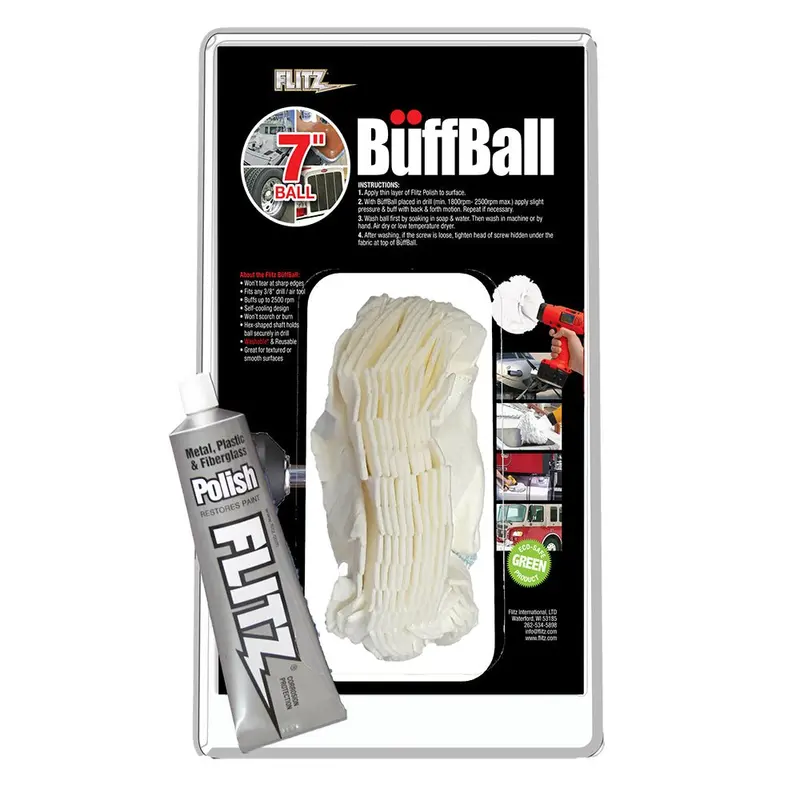 Flitz Buff Ball - Extra Large 7" - White W/1.76Oz Tube Flitz Polish [Wb 201-50] 1