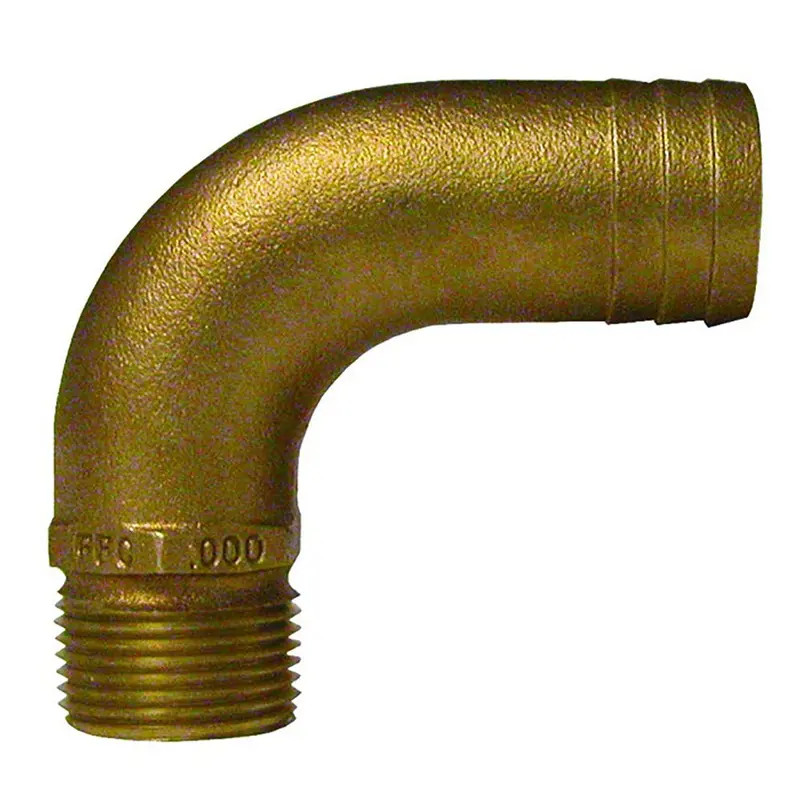 Groco 1-1/2" Npt X 1-3/4" Id Bronze Full Flow 90 Elbow Pipe To Hose Fitting [Ffc-1500] 1