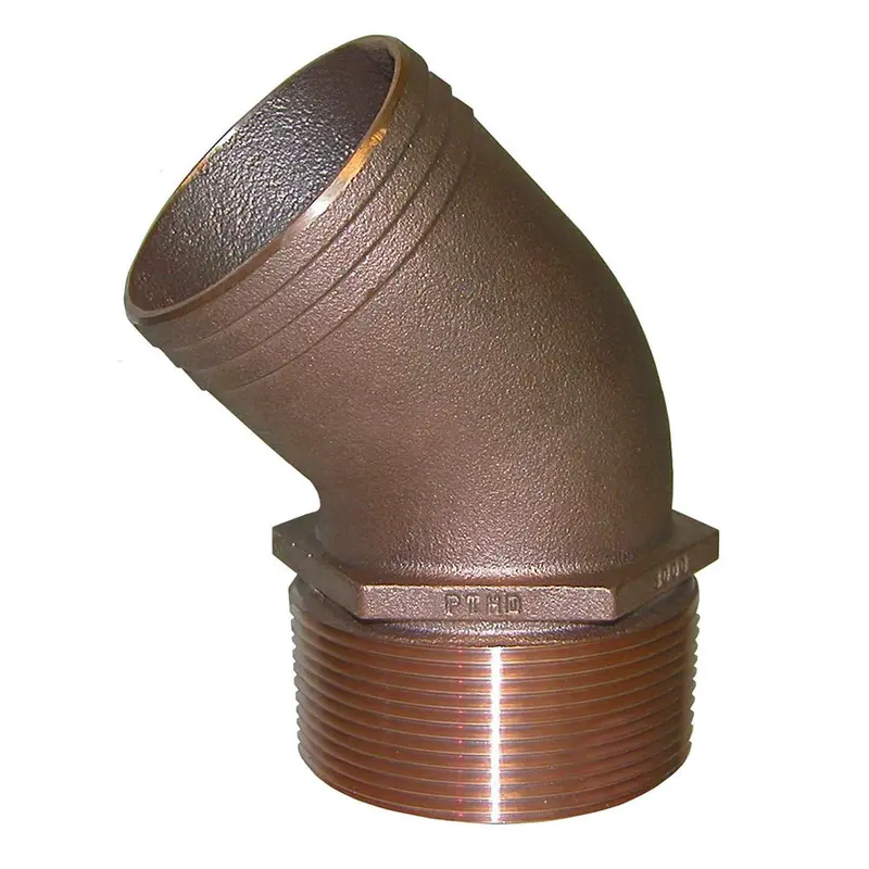 Groco 2-1/2" Npt Bronze 45 Degree Pipe To 2-1/2" Hose [Pthd-2500] 1