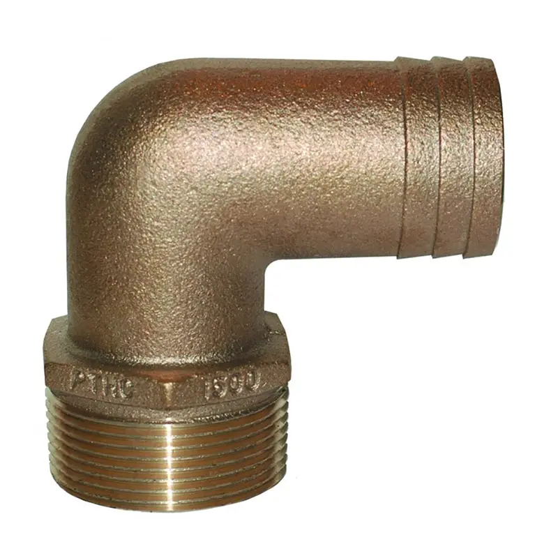Groco 3/4" Npt X 3/4" Id Bronze 90 Degree Pipe To Hose Fitting Standard Flow Elbow [Pthc-750] 1