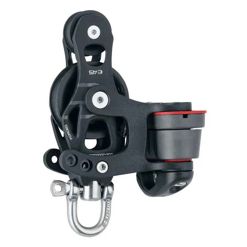 Harken 45Mm Single Aluminum Element Fiddle Block W/Swivel  150 Cam Cleat [6235] 1