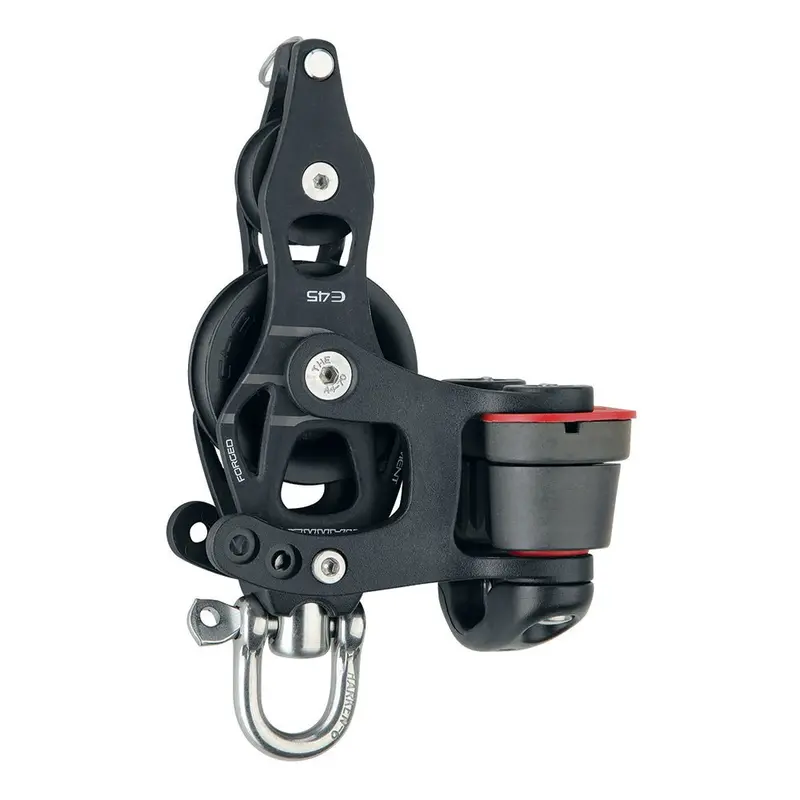 Harken 45Mm Single Aluminum Element Fiddle Block W/Swivel, Becket  150 Cam Cleat [6234] 1