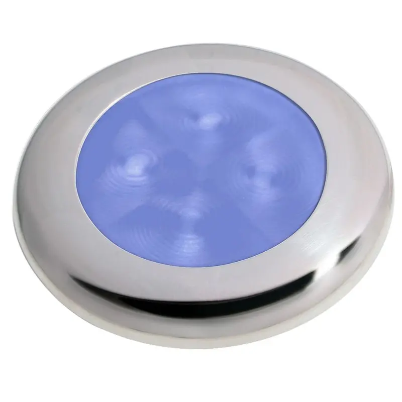 Hella Marine Slim Line Led 'Enhanced Brightness' Round Courtesy Lamp - Blue Led - Stainless Steel Bezel - 12V [980502221] 1