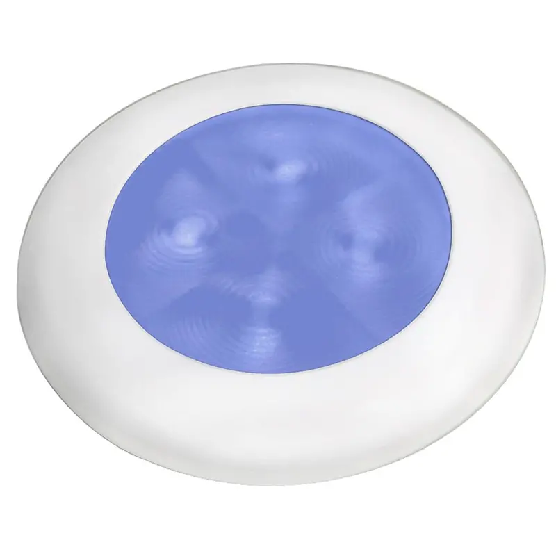 Hella Marine Slim Line Led 'Enhanced Brightness' Round Courtesy Lamp - Blue Led - White Plastic Bezel - 12V [980502241] 1