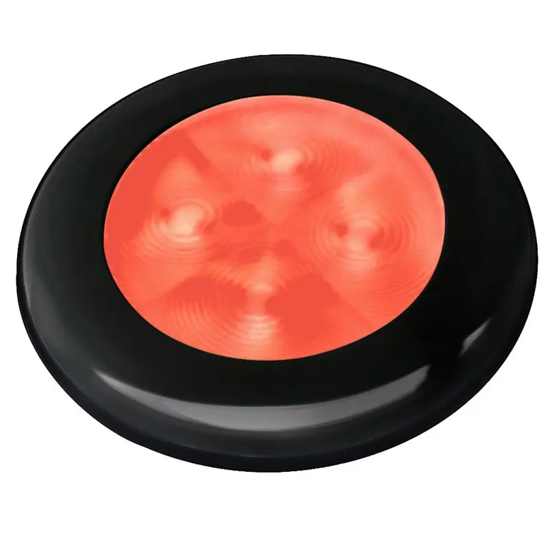 Hella Marine Slim Line Led 'Enhanced Brightness' Round Courtesy Lamp - Red Led - Black Plastic Bezel - 12V [980507251] 1