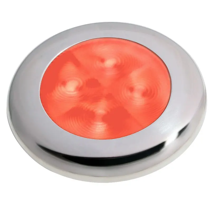 Hella Marine Slim Line Led 'Enhanced Brightness' Round Courtesy Lamp - Red Led - Stainless Steel Bezel - 12V [980507221] 1