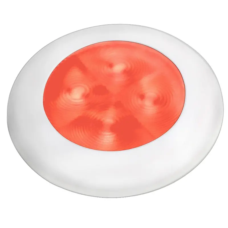 Hella Marine Slim Line Led 'Enhanced Brightness' Round Courtesy Lamp - Red Led - White Plastic Bezel - 12V [980507241] 1