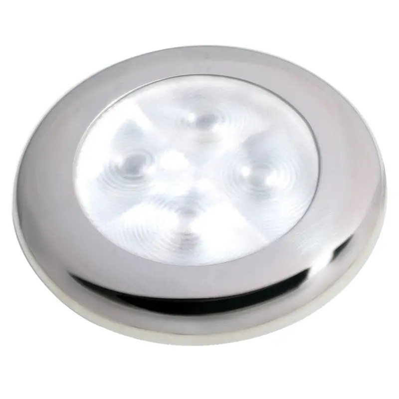 Hella Marine Slim Line Led 'Enhanced Brightness' Round Courtesy Lamp - White Led - Stainless Steel Bezel - 12V [980500521] 1