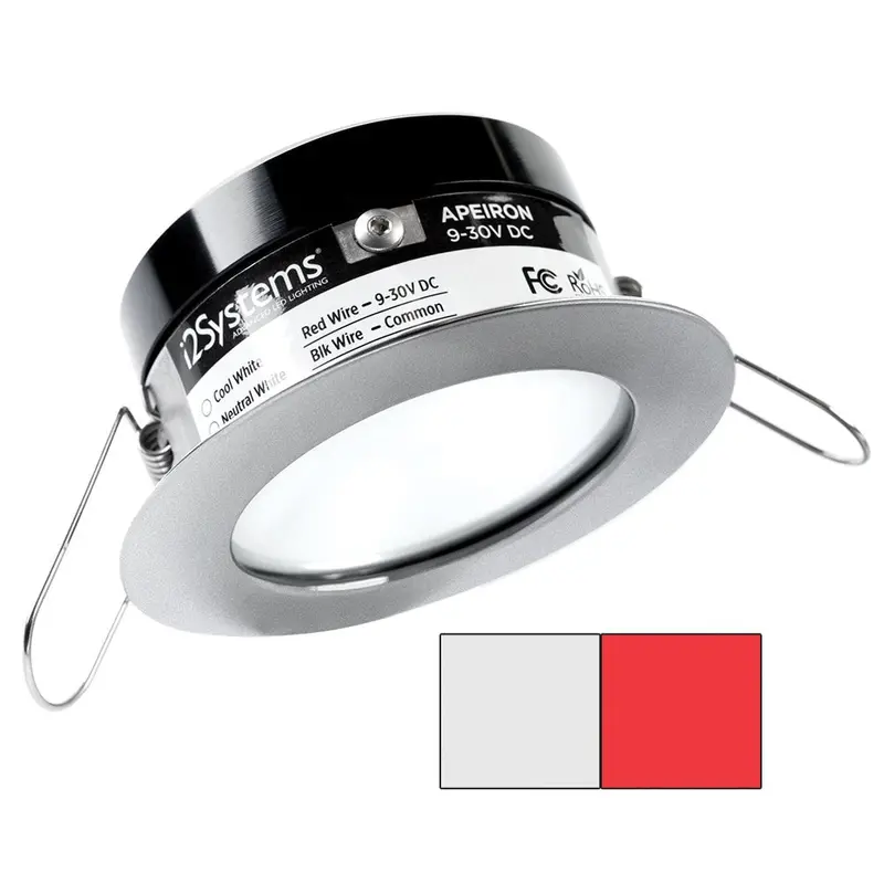 I2systems Apeiron Pro A503 - 3W Spring Mount Light - Round - Cool White  Red - Brushed Nickel Finish [A503-41Aag-H] 1