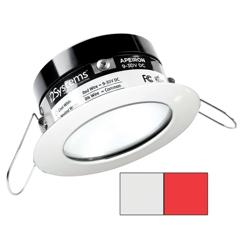 I2systems Apeiron Pro A503 - 3W Spring Mount Light - Round - Cool White  Red - White Finish [A503-31Aag-H] 1