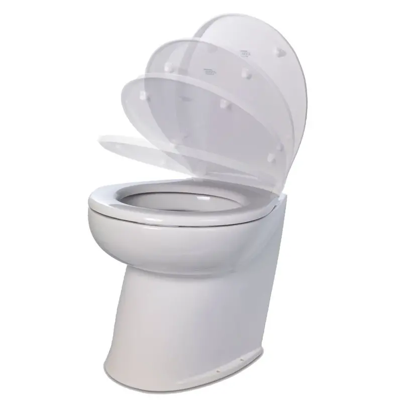 Jabsco Deluxe Flush 17" Angled Back 12V Raw Water Electric Marine Toilet W/Remote Rinse Pump  Soft Close Lid [58220-3012] 1