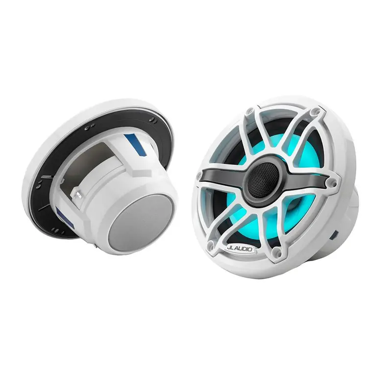 Jl Audio M6 Series 6.5" Marine Coaxial Speakers W/Gloss White Sport Grille  Transflective Led Lighting - M6-650X-S-Gwgw-I [010-03093-00] 1