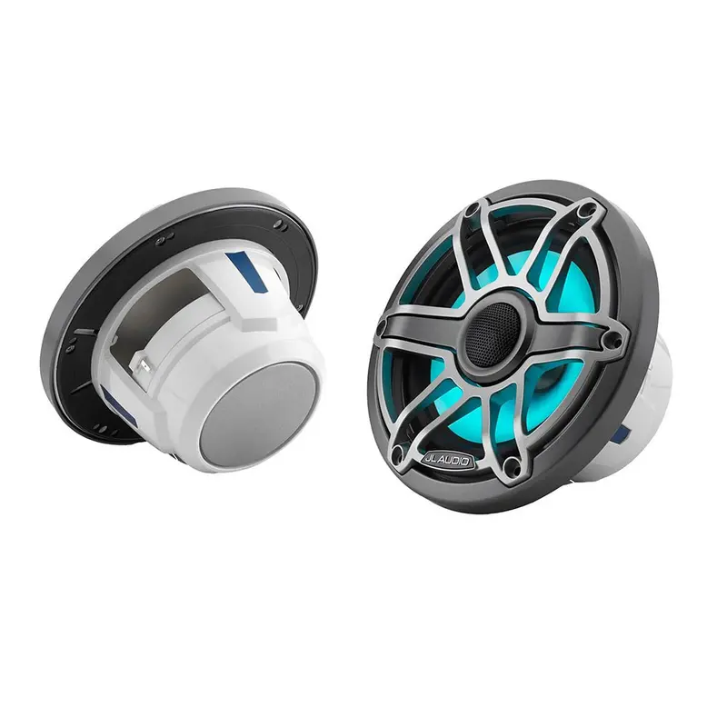 Jl Audio M6 Series 6.5" Marine Coaxial Speakers W/Grey Metallic Sport Grille  Transflective Led Lighting - M6-650X-S-Gmti-I [010-03092-00] 1
