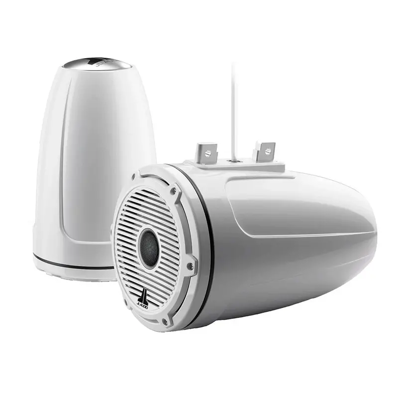 Jl Audio M6 Series 7.7" Enclosed Tower Coaxial System W/Gloss White Classic Grille  Black Tweeter Mesh - M6-770Etxv3-Gw-C-Gwgw [010-03276-00] 1