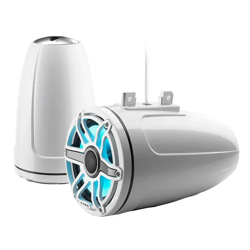 Jl Audio M6 Series 7.7" Enclosed Tower Coaxial System W/Gloss White Classic Grille  Transflective Led Lighting - M6-770Etxv3-Gw-S-Gwgw-I [010-03278-00] 1