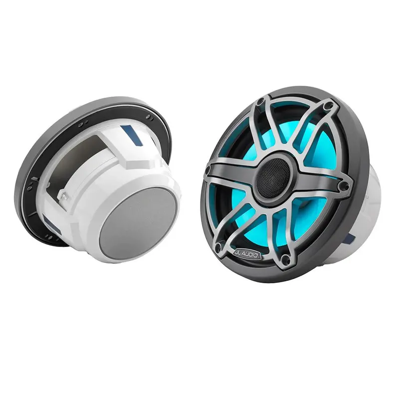 Jl Audio M6 Series 7.7" Marine Coaxial Speakers W/Grey Metallic Sport Grille  Transflective Led Lighting - M6-770X-S-Gmti-I [010-03076-00] 1