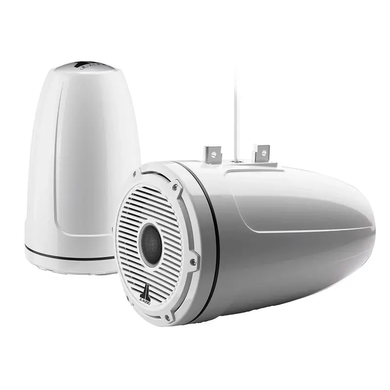 Jl Audio M6 Series 8.8" Enclosed Tower Coaxial System W/Gloss White Classic Grille  Black Tweeter Mesh - M6-880Etxv3-Gw-C-Gwgw [010-03280-00] 1