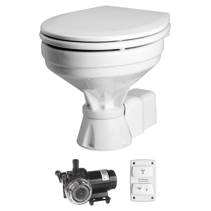 Johnson Pump Aquat Toilet Silent Electric Comfort - 12V W/Pump [80-47232-01] 1