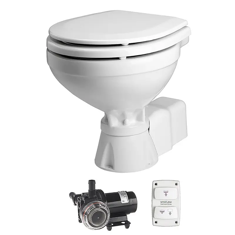 Johnson Pump Aquat Toilet Silent Electric Compact - 12V W/Pump [80-47231-01] 1