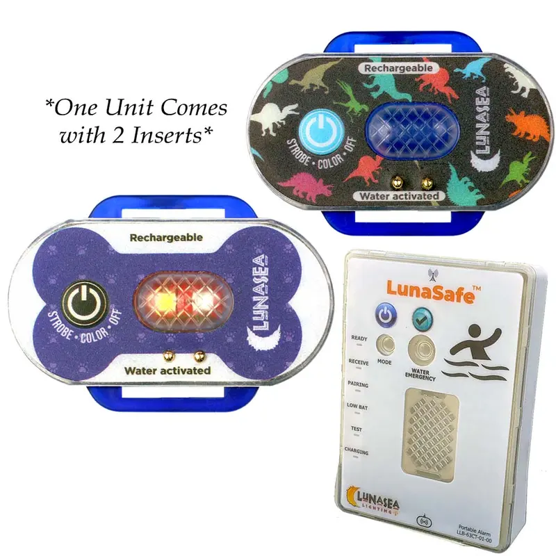 Lunasea Child/Pet Safety Water Activated Strobe Light W/Rf Transmitter  Portable Audio/Visual Receiver - Blue Case [Llb-63Bb-F0-K2] 1