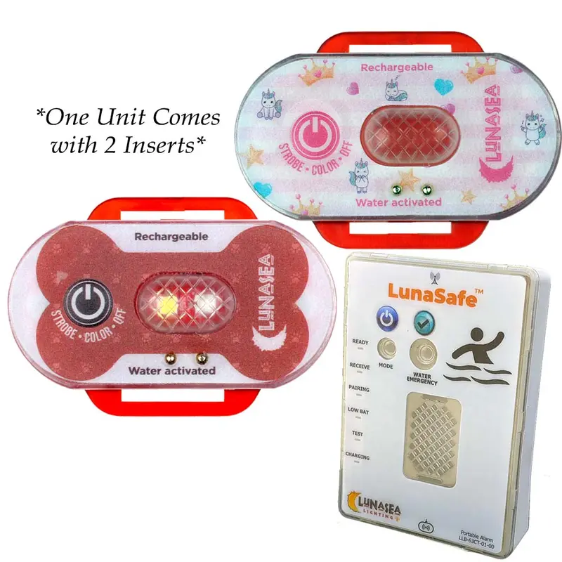 Lunasea Child/Pet Safety Water Activated Strobe Light W/Rf Transmitter  Portable Audio/Visual Receiver - Red Case [Llb-63Rb-E0-K1] 1