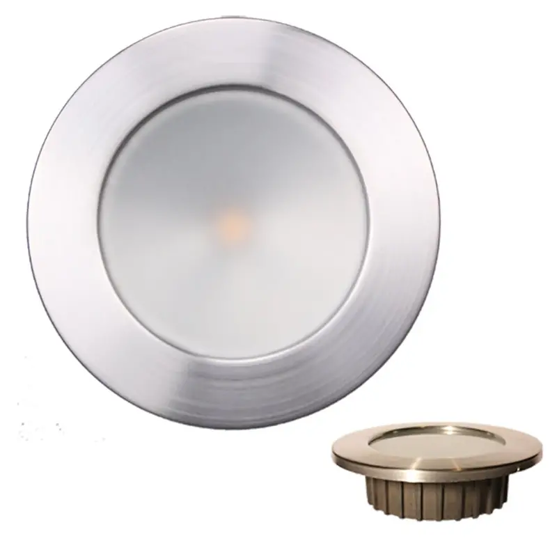 Lunasea Zero Emi Recessed 3.5 Led Light - Warm White, Red W/Brushed Stainless Steel Bezel - 12Vdc [Llb-46Wr-0A-Bn] 1