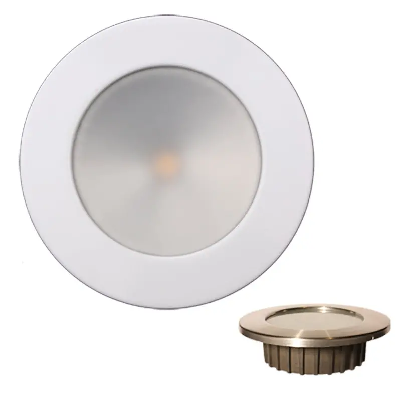 Lunasea Zero Emi Recessed 3.5 Led Light - Warm White W/White Stainless Steel Bezel - 12Vdc [Llb-46Ww-0A-Wh] 1