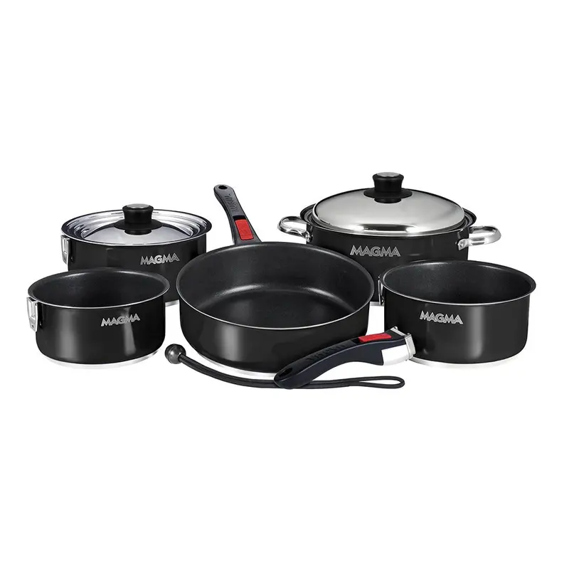 Magma Nestable 10 Piece Induction Non-Stick Enamel Finish Cookware Set - Jet Black [A10-366-Jb-2-In] 1