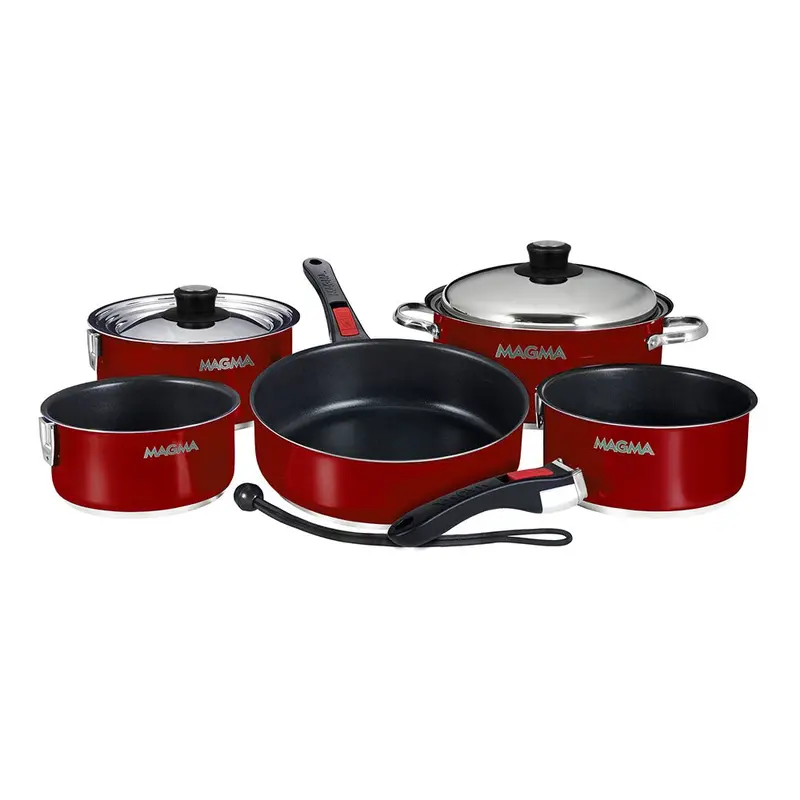 Magma Nestable 10 Piece Induction Non-Stick Enamel Finish Cookware Set - Magma Red [A10-366-Mr-2-In] 1