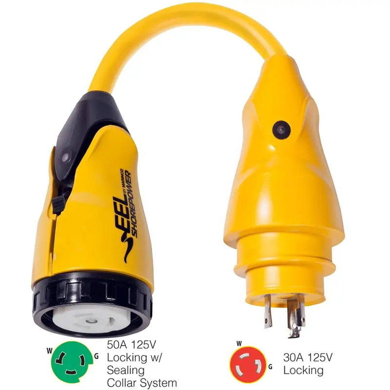 Marinco P30-503 Eel 50A-125V Female To 30A-125V Male Pigtail Adapter - Yellow [P30-503] 1